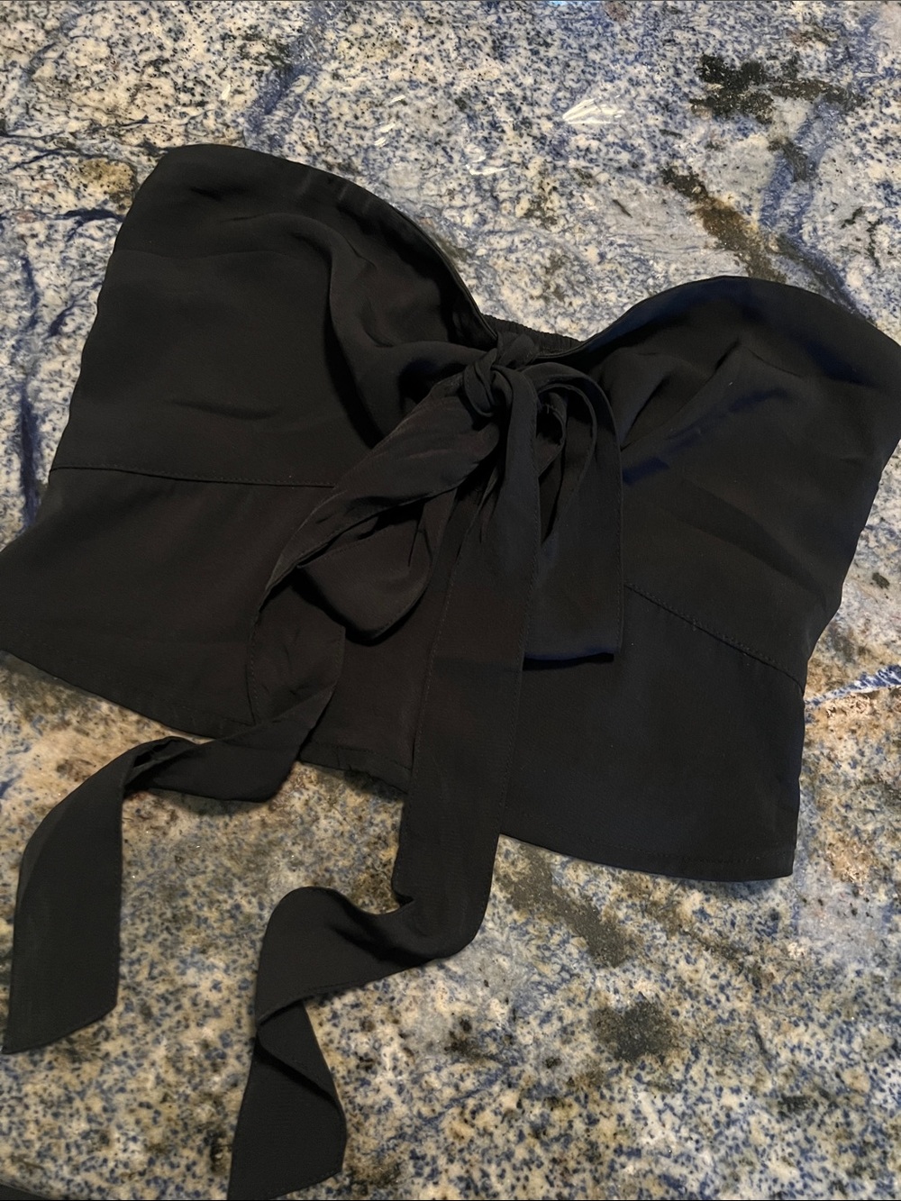 Abercrombie & Fitch Black Strapless Tie-Front Crop Top
